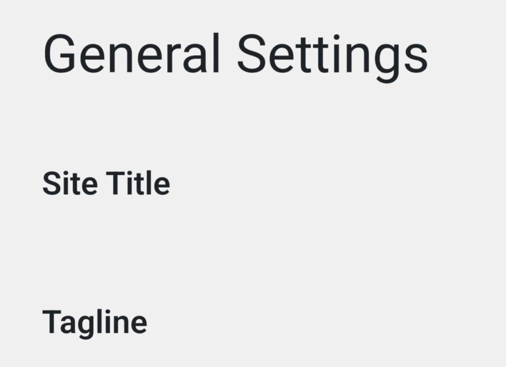 Wordpress dashboard general settings